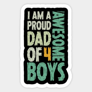 Dad of 4 Boys Funny Fathers Day Gift Sticker